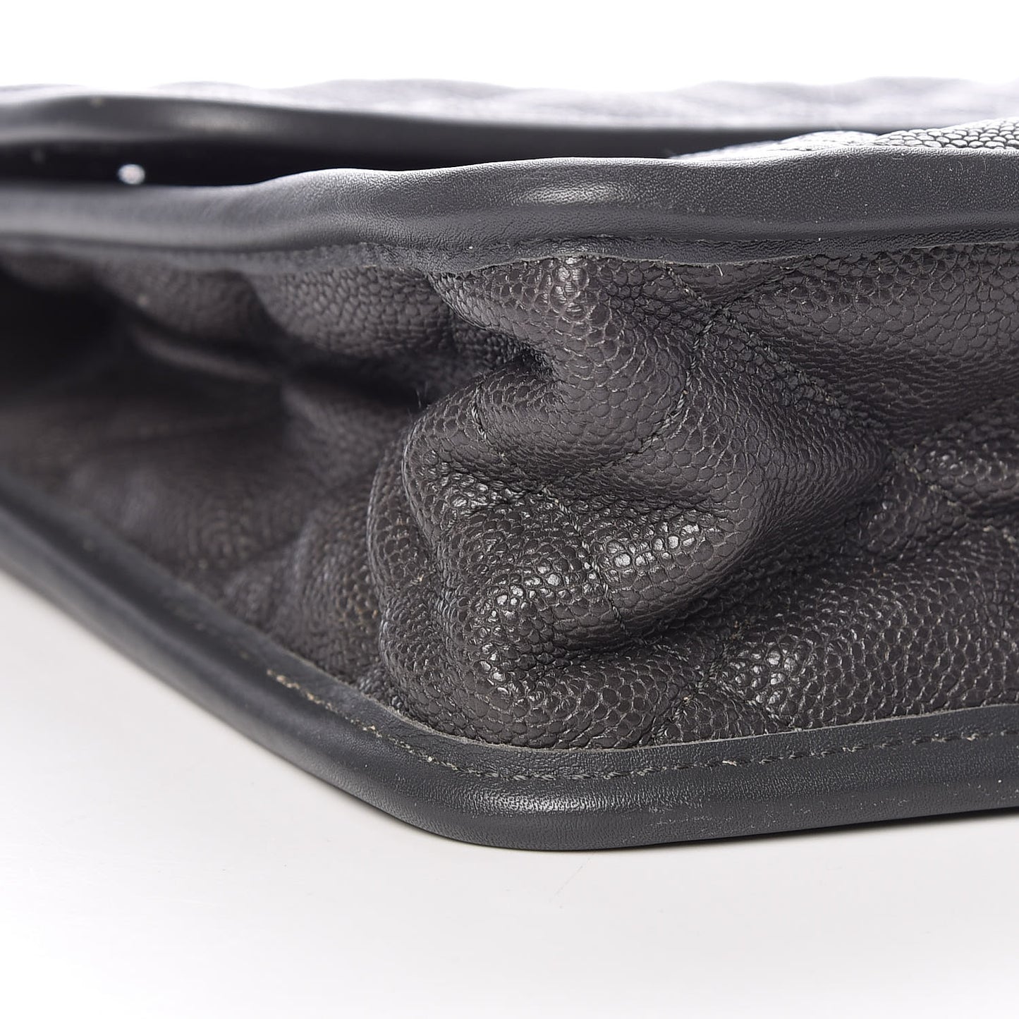 Caviar Quilted Large French Riviera Flap Dark Grey
