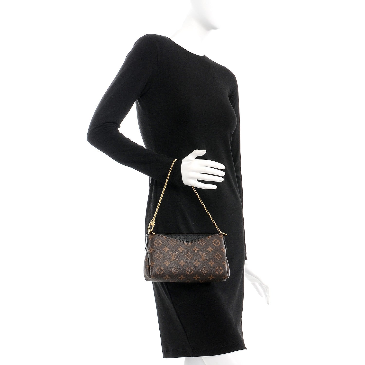 Louis Vuitton Monogram Pallas Clutch Black 3 of 9