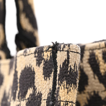 Christian Dior Canvas Mizza Embroidered Large Leopard Book Tote Beige 11 of 13