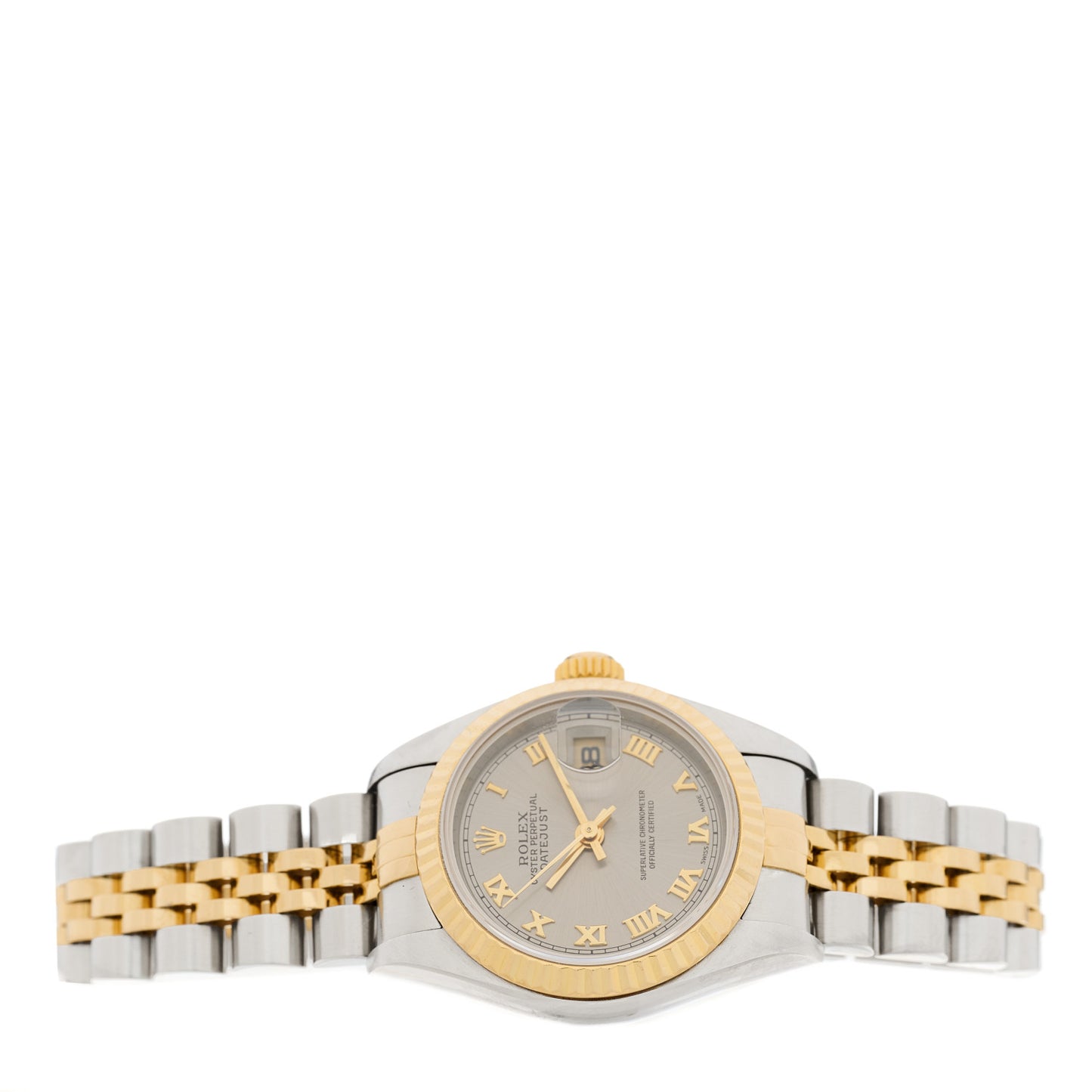 Stainless Steel 18K Yellow Gold 26mm Oyster Perpetual Datejust Watch Rhodium Roman 79173