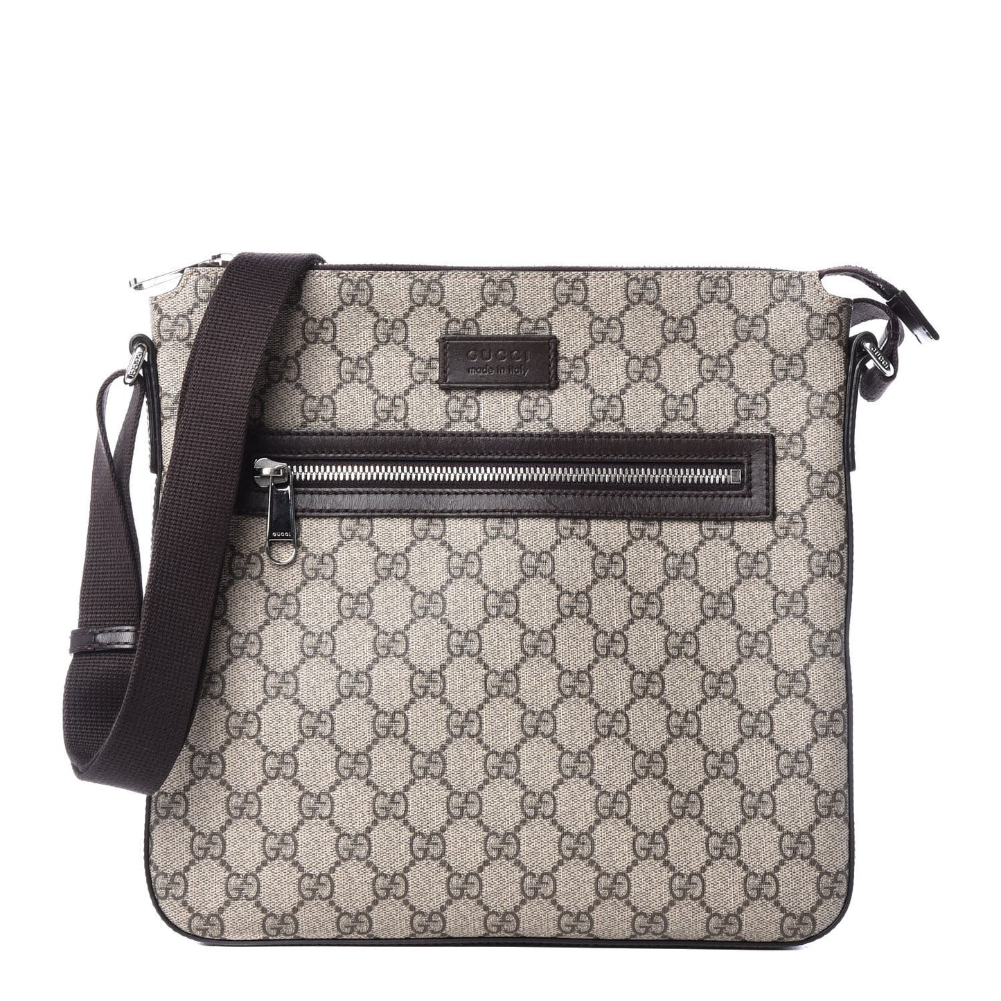 GG Supreme Monogram Medium Flat Messenger Bag Beige Brown