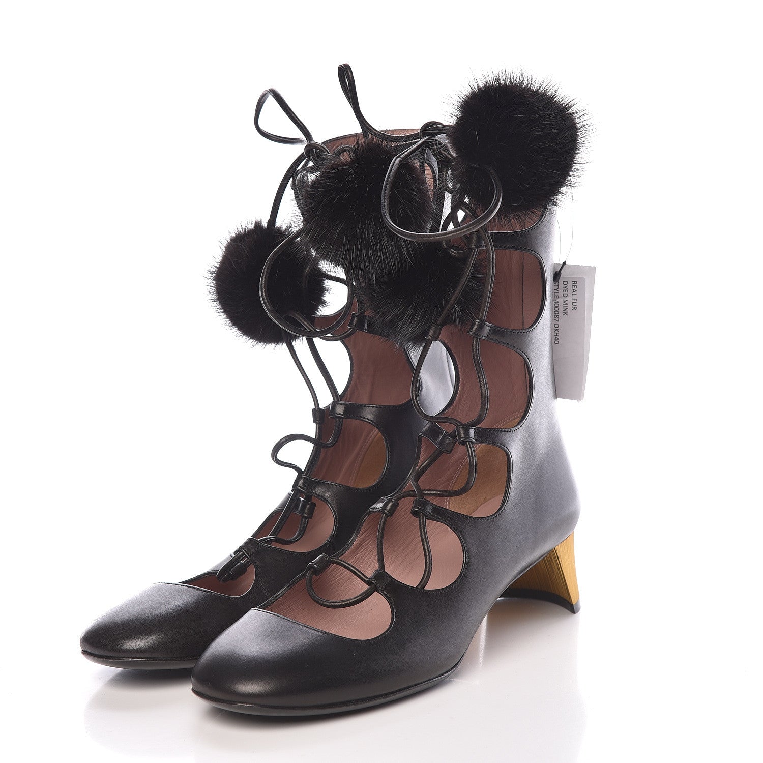 Gucci Calfskin Heloise Lace Up Ankle Boots 37 Black 3 of 11