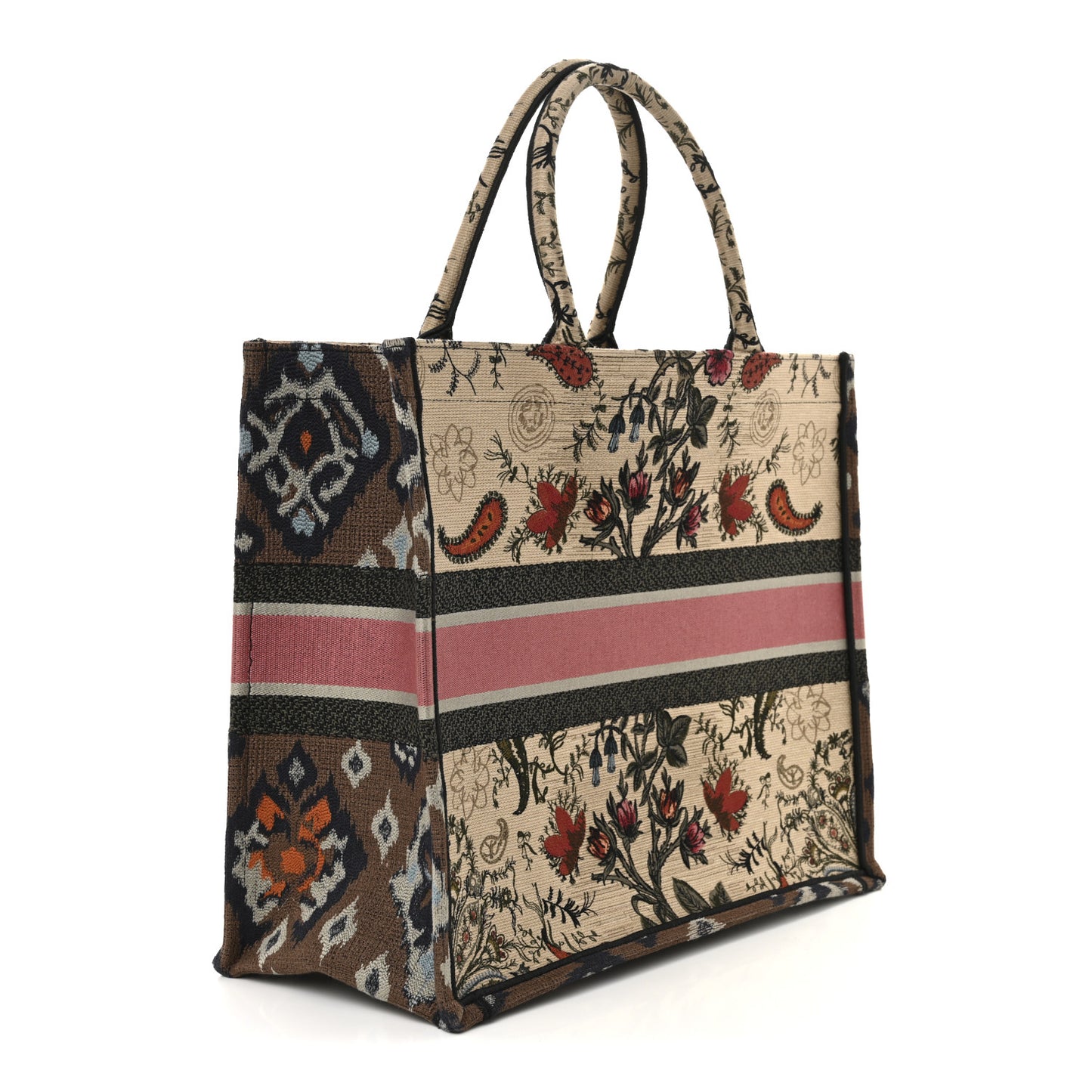 Canvas Embroidered Large Broderie Dior Flowers Book Tote Multicolor