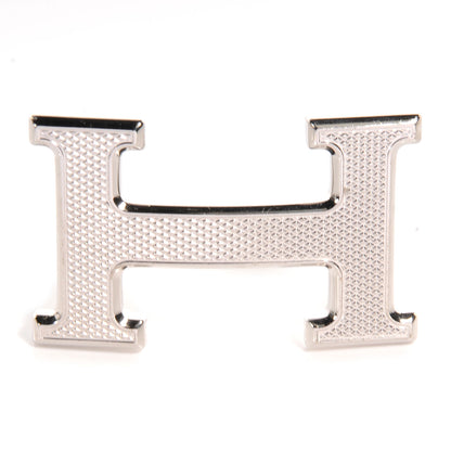 Hermes Palladium H Guilloche Belt Buckle Silver 1 of 5