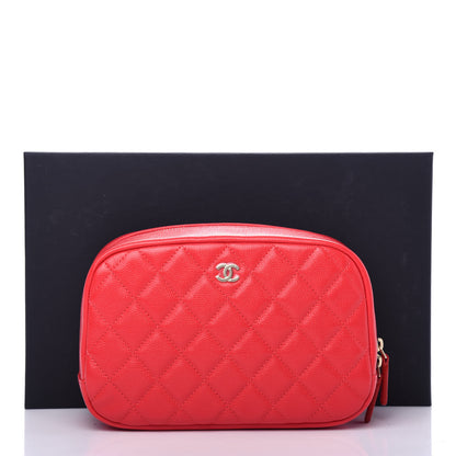 Chanel Caviar Quilted Medium Curvy Pouch Cosmetic Case Red 8 of 8