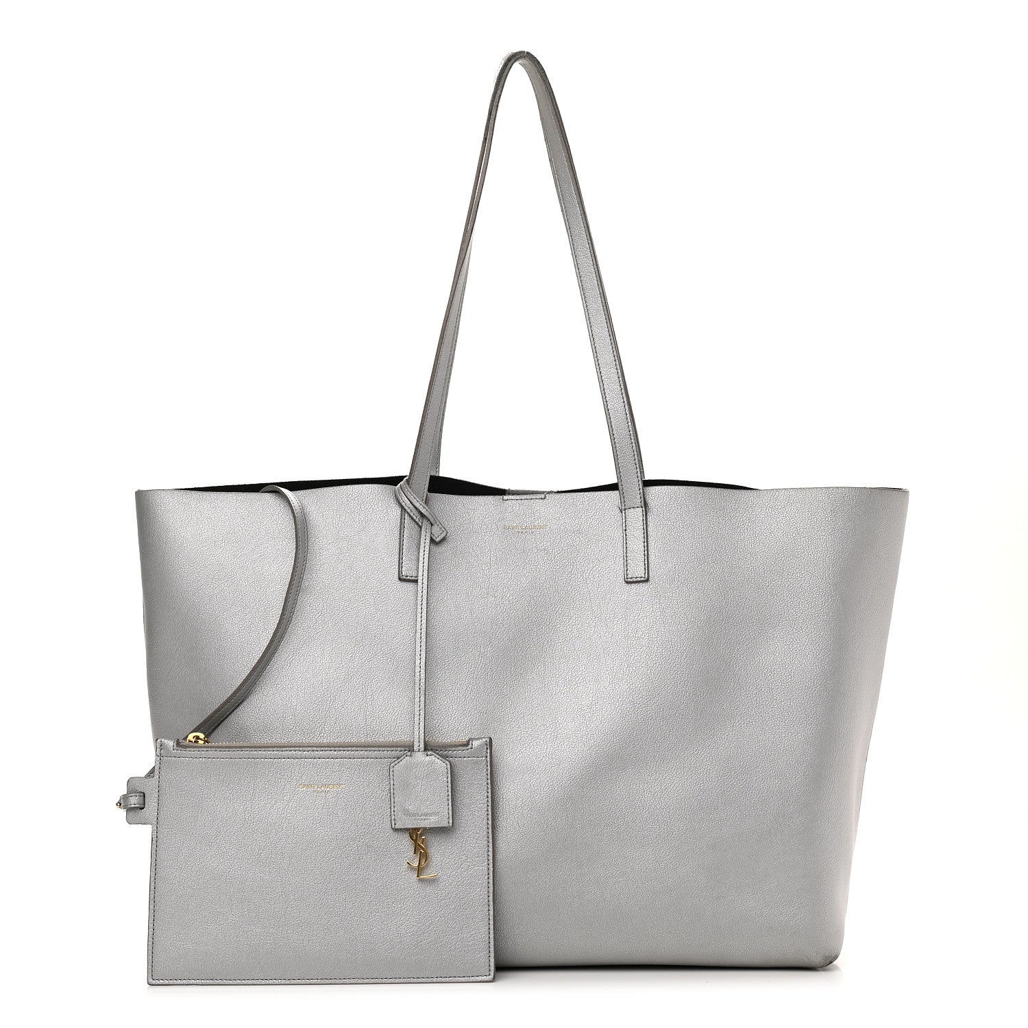 Saint Laurent Metallic Calfskin Large Shopping Tote Silver 1 of 21