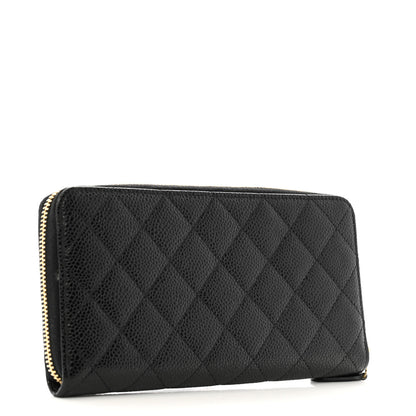 Chanel Caviar Quilted Large Gusset Zip Around Wallet Black 3 of 12