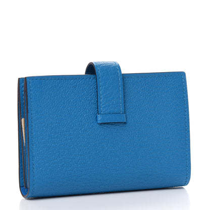 Hermes Chevre Mysore Bearn Card Holder Wallet Bleu Paradis 3 of 7