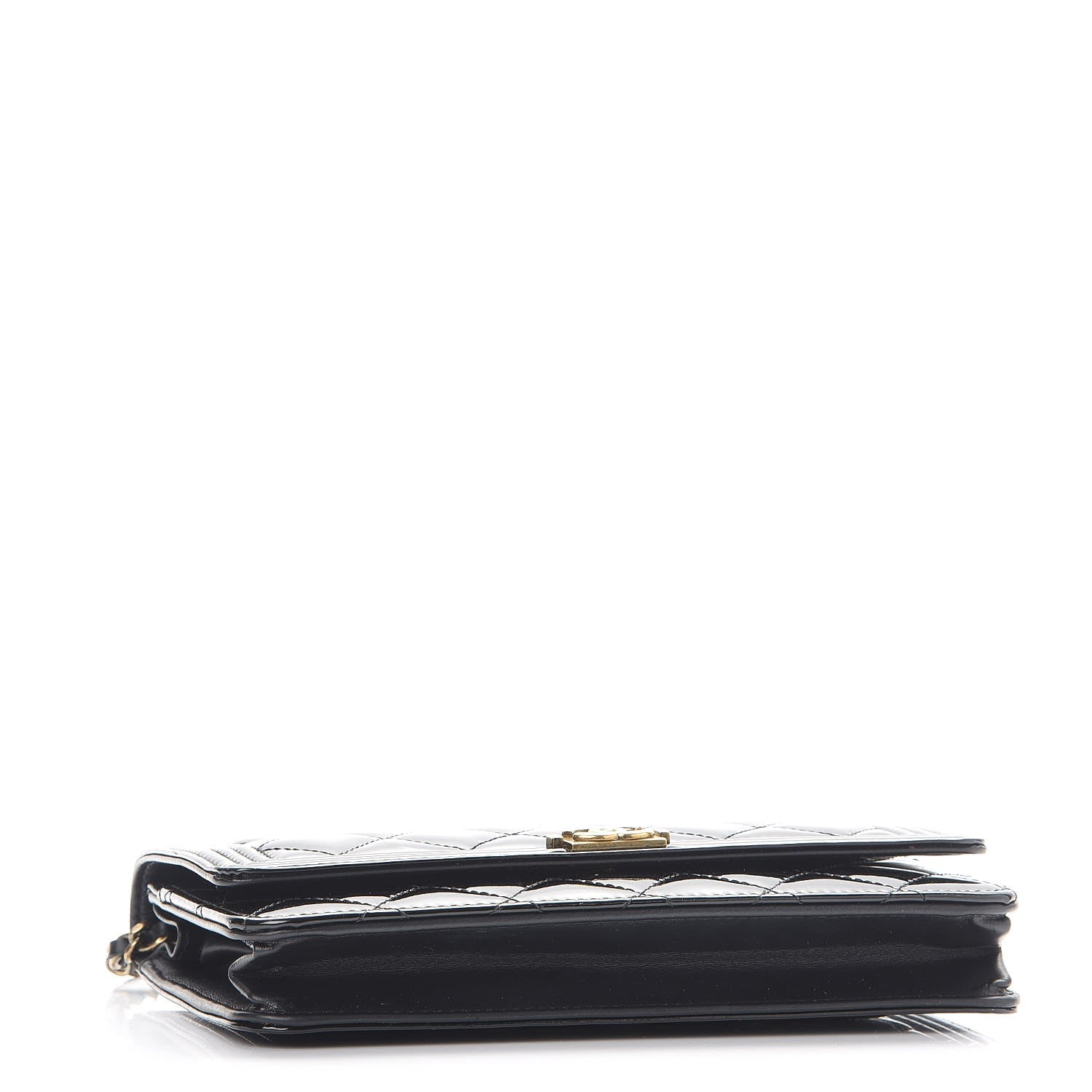 Chanel Patent Calfskin Quilted Boy Wallet On Chain WOC Black 4 of 8