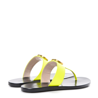 Gucci Calfskin GG Marmont Thong Sandals 35.5 Yellow Fluo 4 of 9