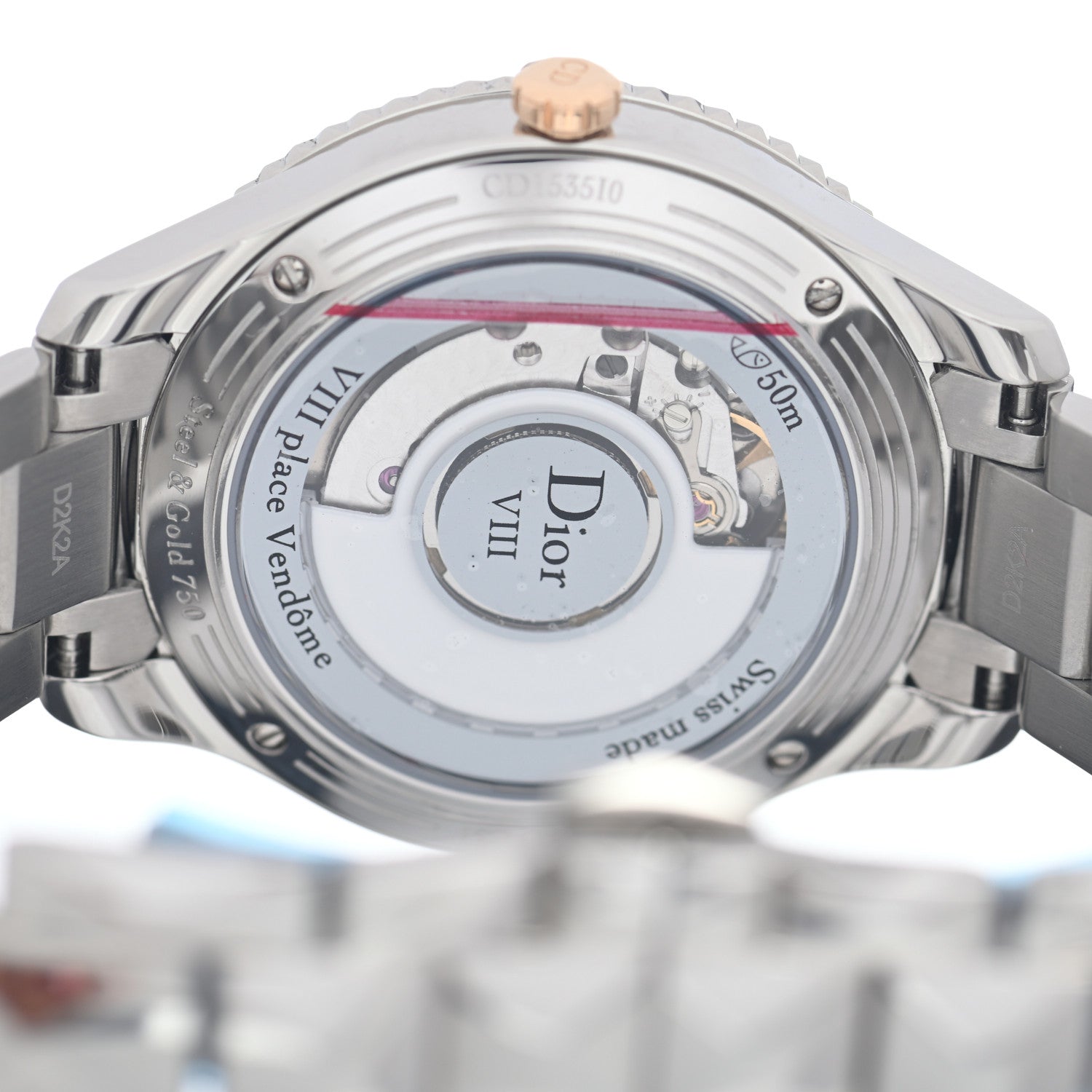 Christian Dior Stainless Steel 18K Rose Gold Diamond Mother of Pearl 36mm Dior VIII Montaigne Automatic Watch 4 of 5