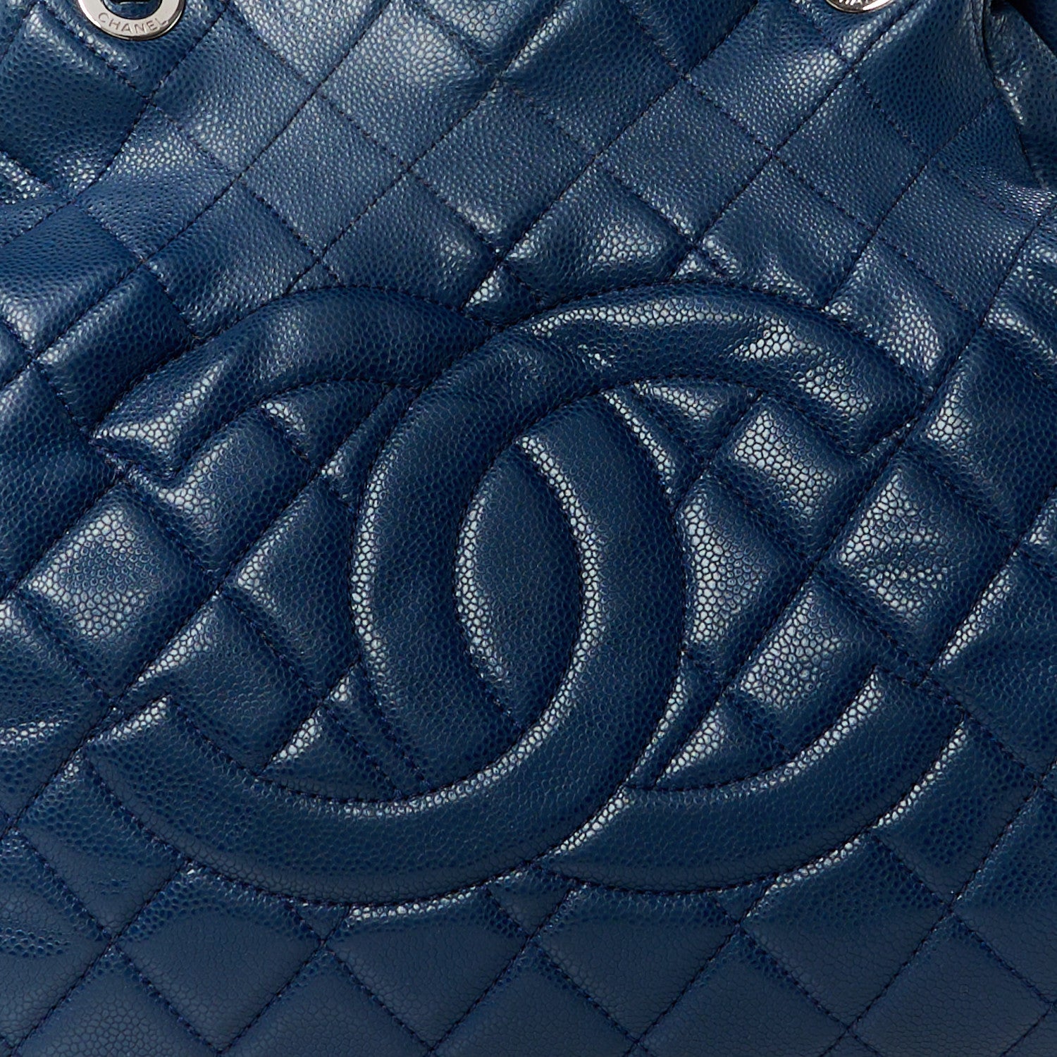 Chanel Caviar Quilted Framed Bowling Bag Blue 9 of 11