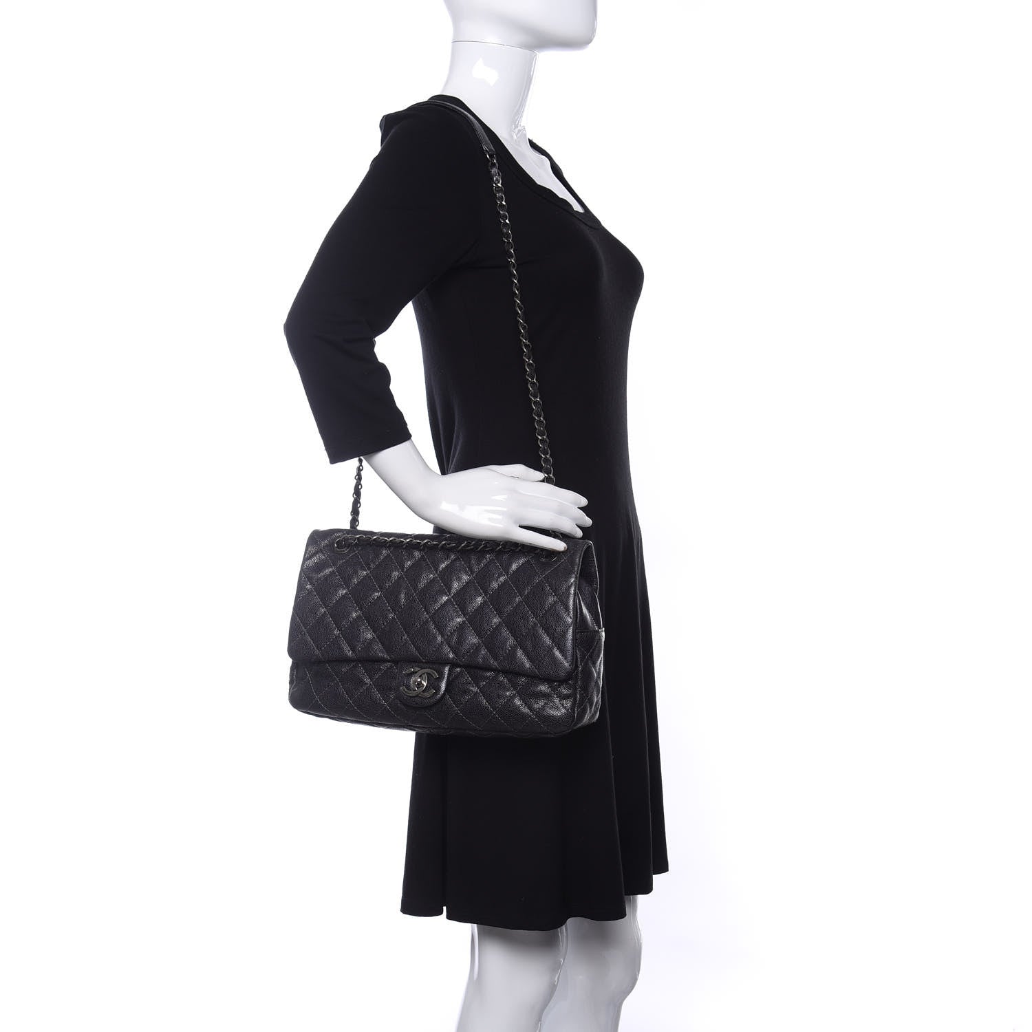 Chanel Iridescent Caviar Quilted Large Chic Flap Grey 2 of 9