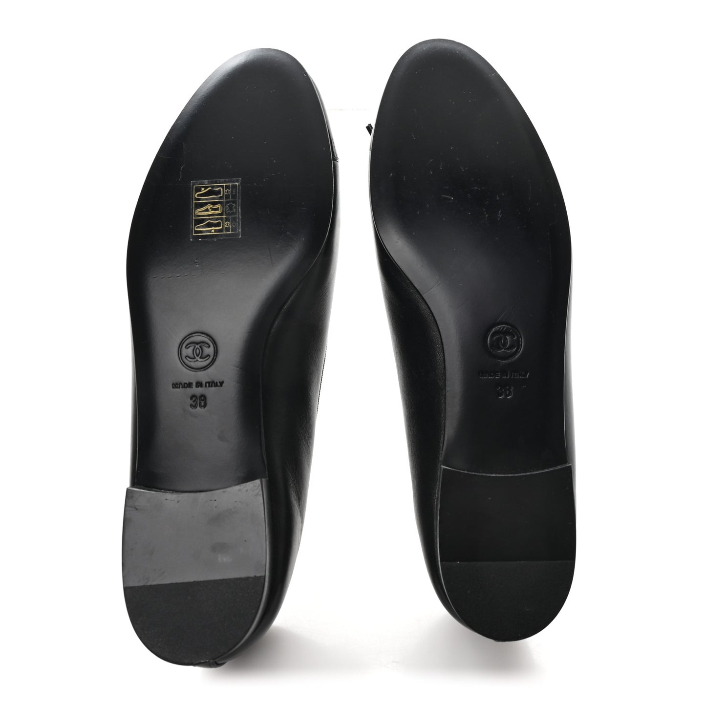 Lambskin Patent Cap Toe Ballerina Flats 38 Black