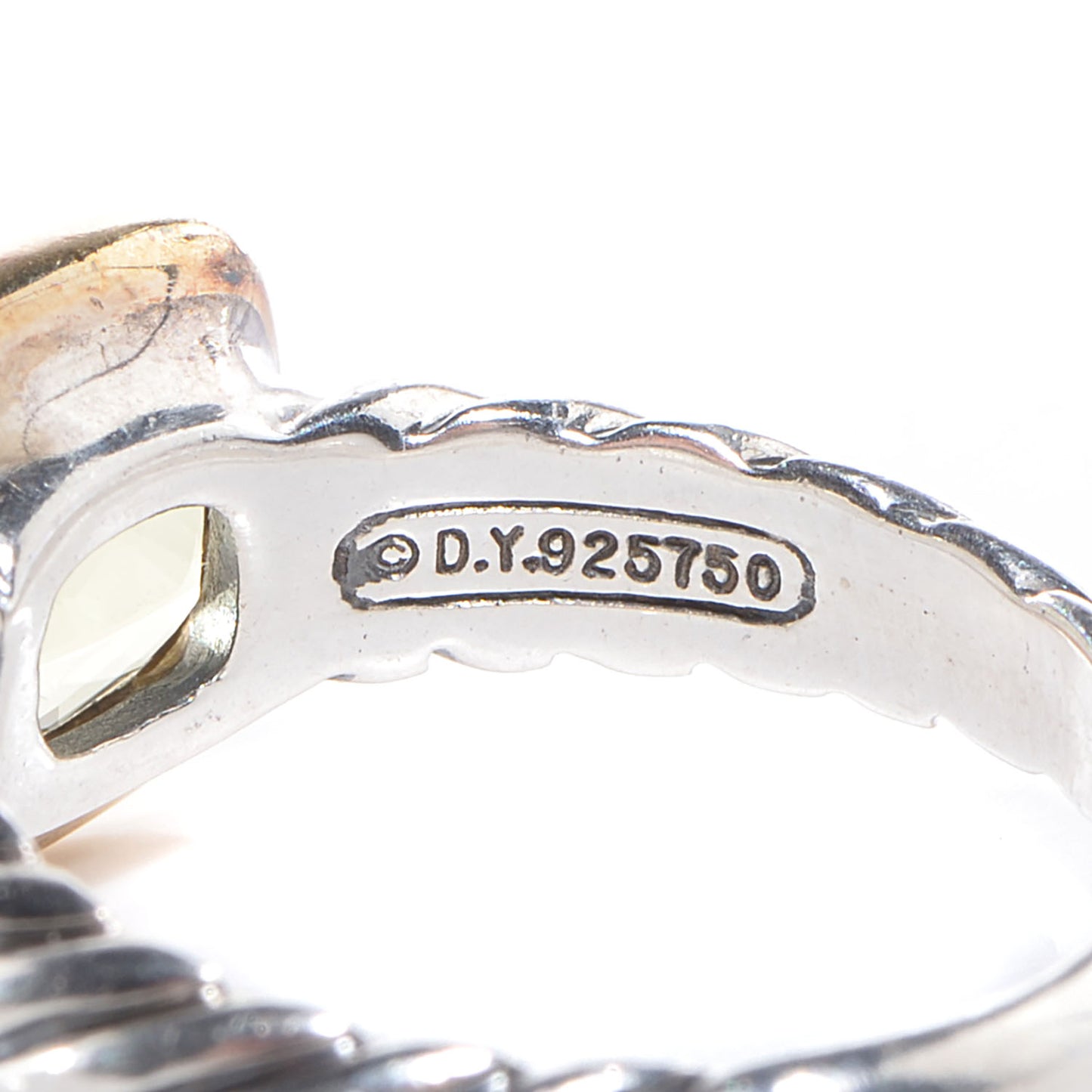 Sterling Silver 18k Yellow Gold Champagne Citrine 10mm Noblesse Ring 54 7