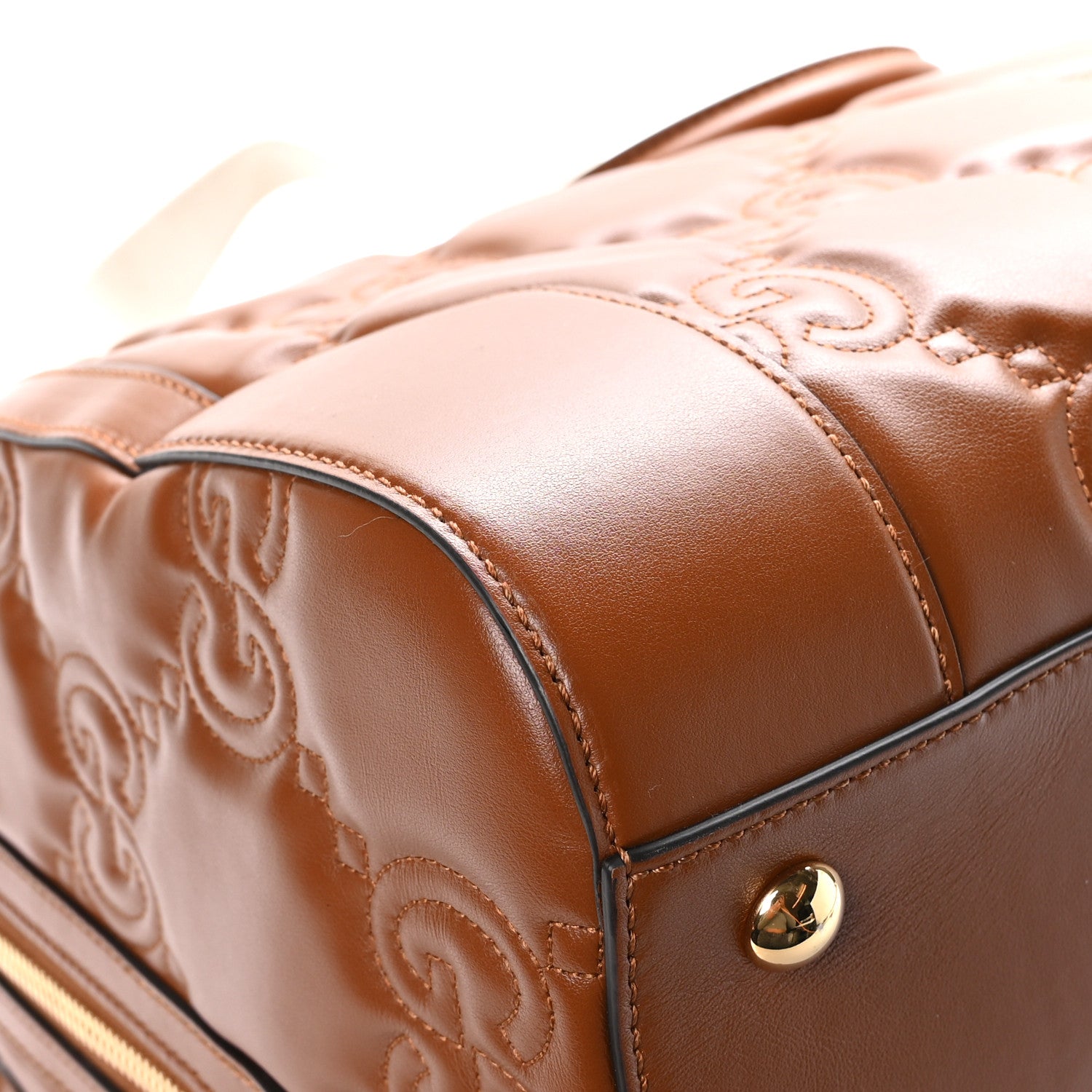 Gucci Calfskin GG Matelasse Medium Duffle Bag Peanut Brown 10 of 11