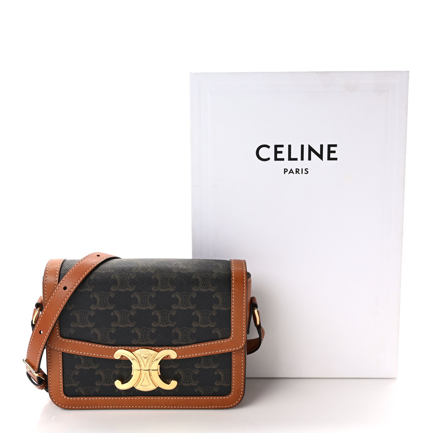 Calfskin Triomphe Canvas Teen Triomphe Bag Tan