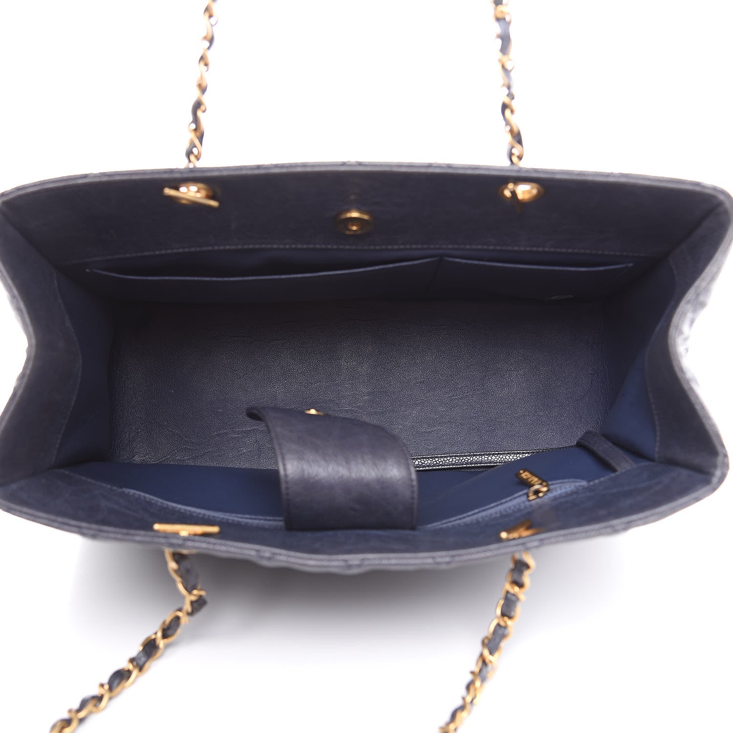 Chanel Crumpled Grained Calfskin Quilted Tote Blue 7 of 15