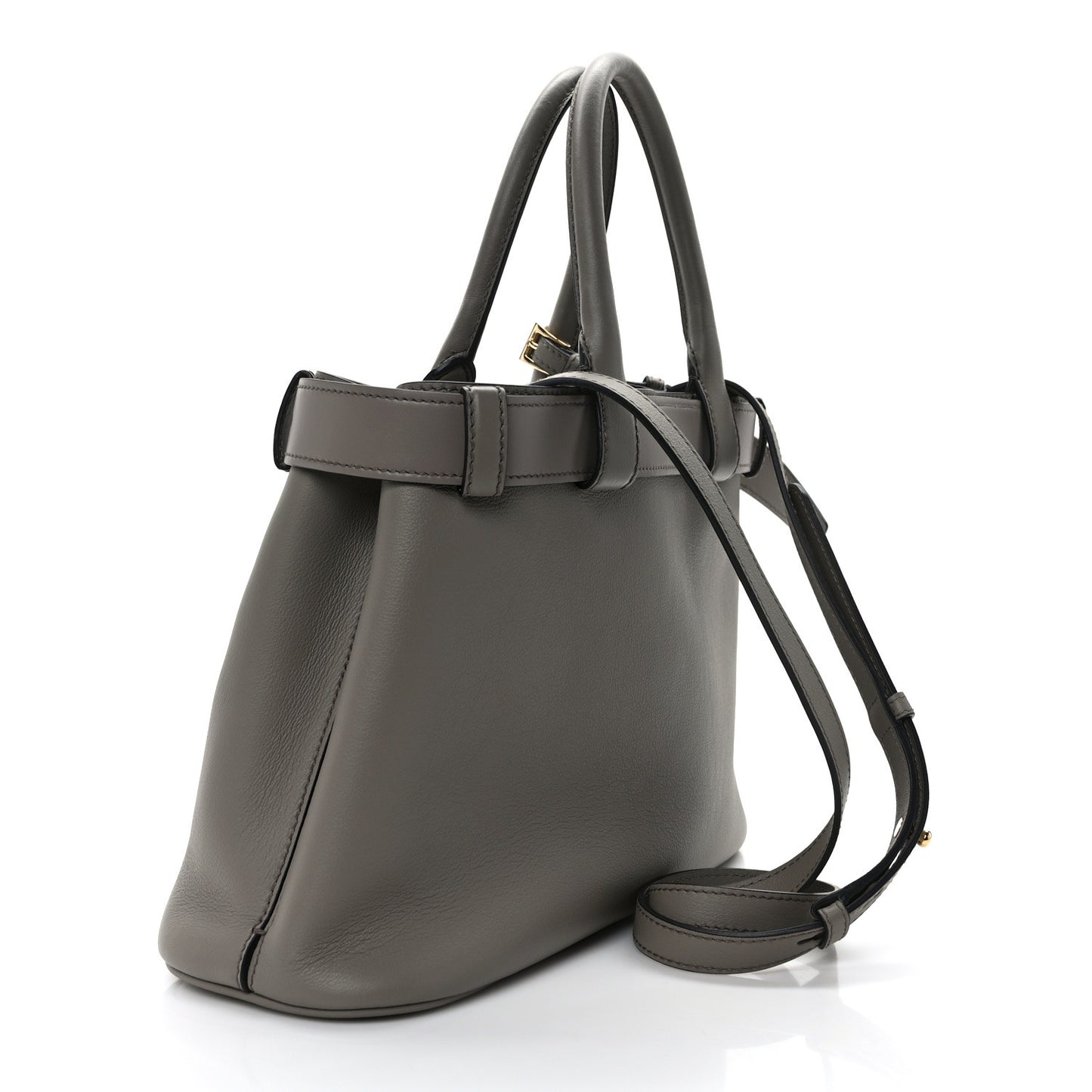 Soft Grained Calfskin Vitello Small Buckle Bag Argilla