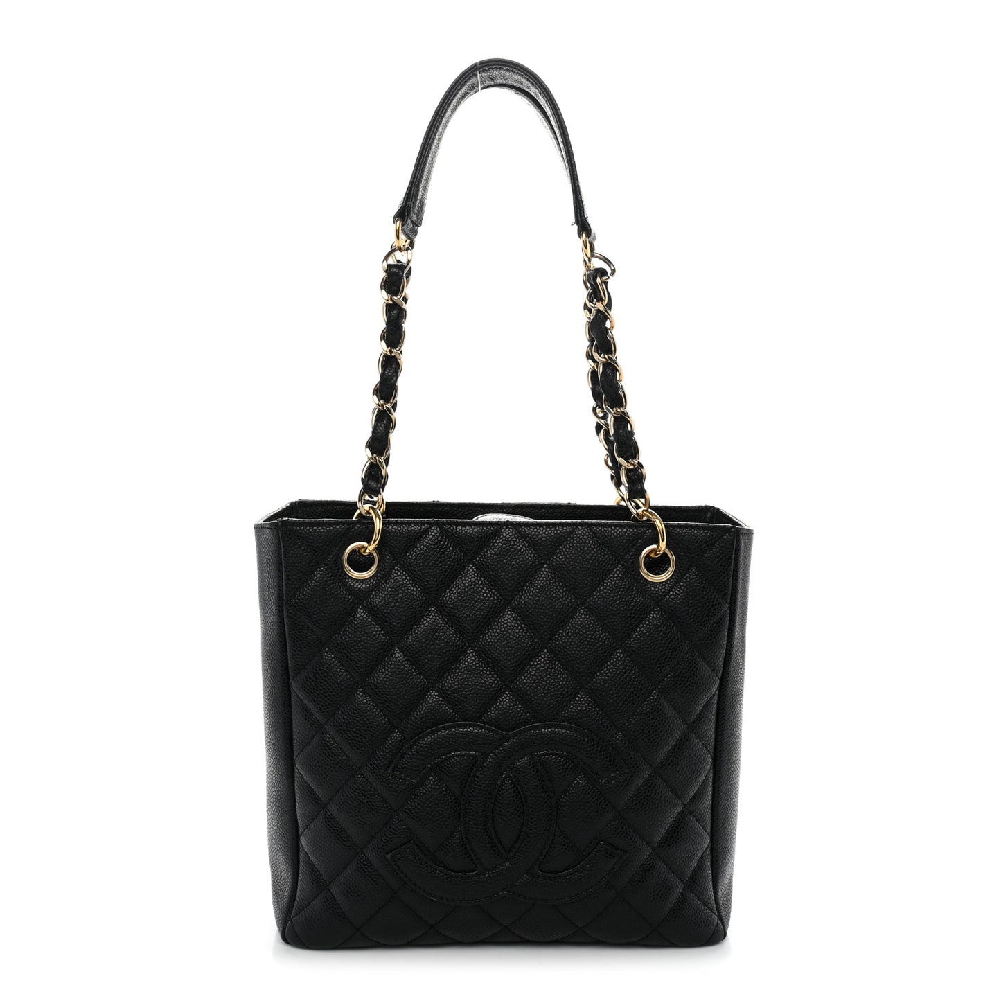 Caviar Quilted Petit Shopping Tote PST Black