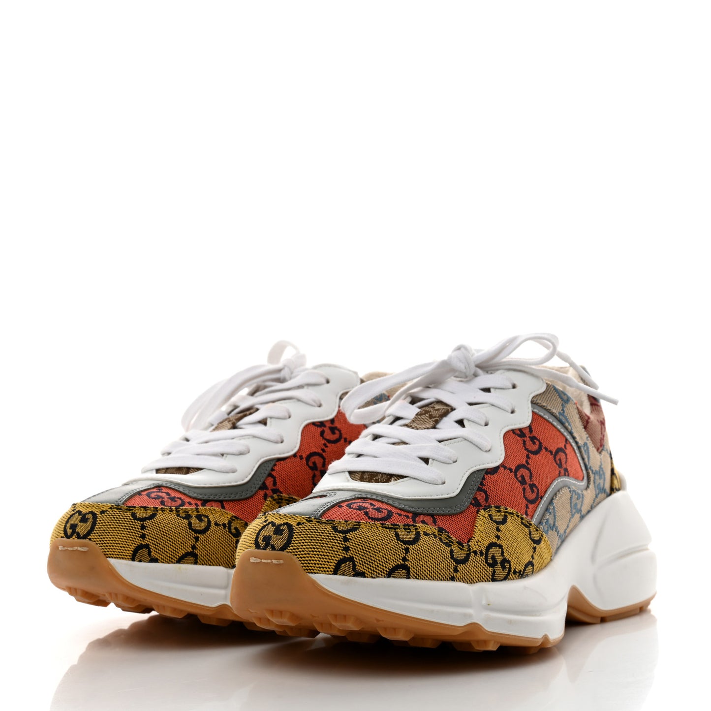 Monogram Multicolor Mens Rhyton Sneakers 4.5 Yellow Blue