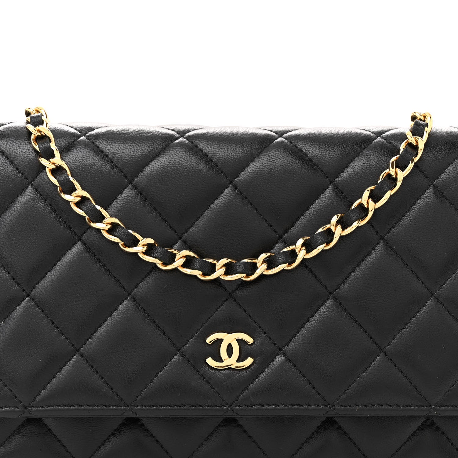 Chanel Lambskin Quilted Wallet On Chain WOC Black 8 of 11