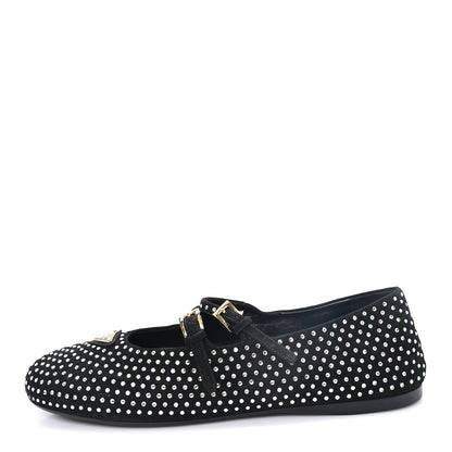 Prada Suede Crystal Ballerina Flats 40 Black 1 of 10