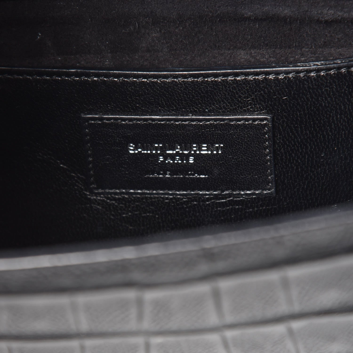 Saint Laurent Calfskin Crocodile Embossed Classic Monogram Cassandre Clutch Black 6 of 9