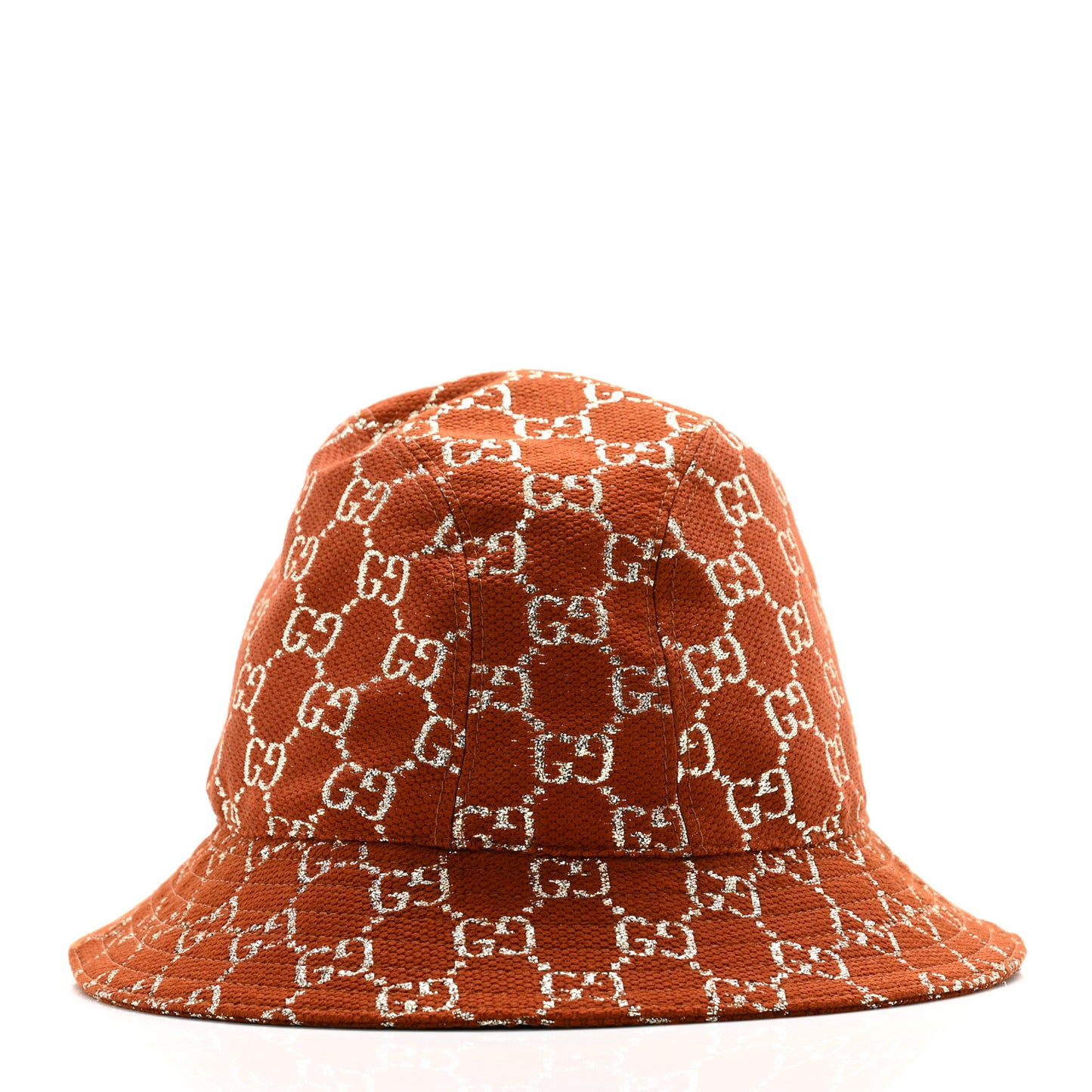 Canvas Lame GG Monogram Bucket Hat M Burnt Orange Silver