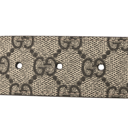 Gucci GG Supreme Monogram Plutone Calfskin Double G Reversible 37mm Belt 85 34 Beige Ebony New Acero 5 of 8