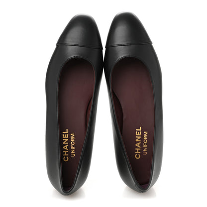 Chanel Lambskin Cap Toe Ballerina Flats 37 Black 2 of 9
