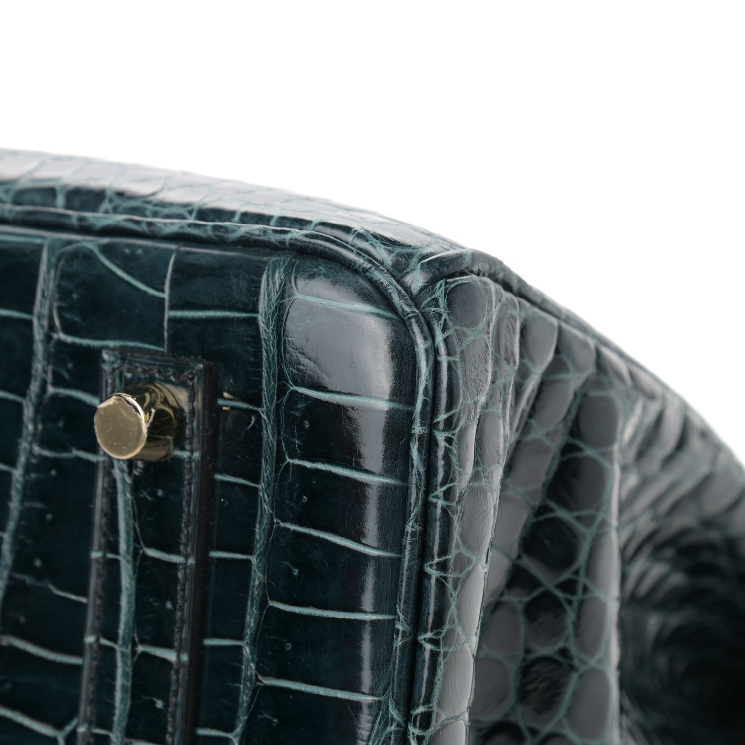 Hermes Shiny Porosus Crocodile Birkin 35 Vert Rousseau 11 of 12