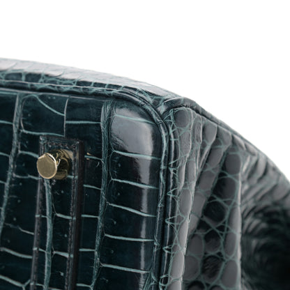 Hermes Shiny Porosus Crocodile Birkin 35 Vert Rousseau 11 of 12