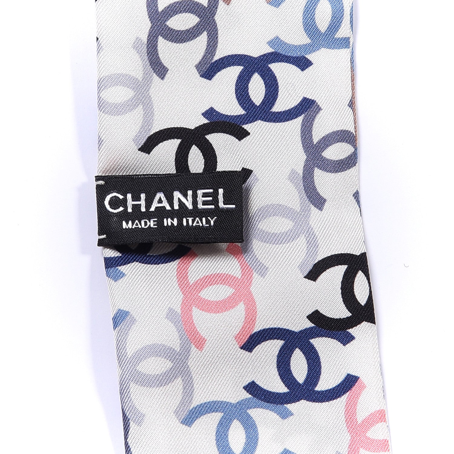 Chanel Silk Twill CC Slim Bandeau Scarf Ecru Multicolor 3 of 3