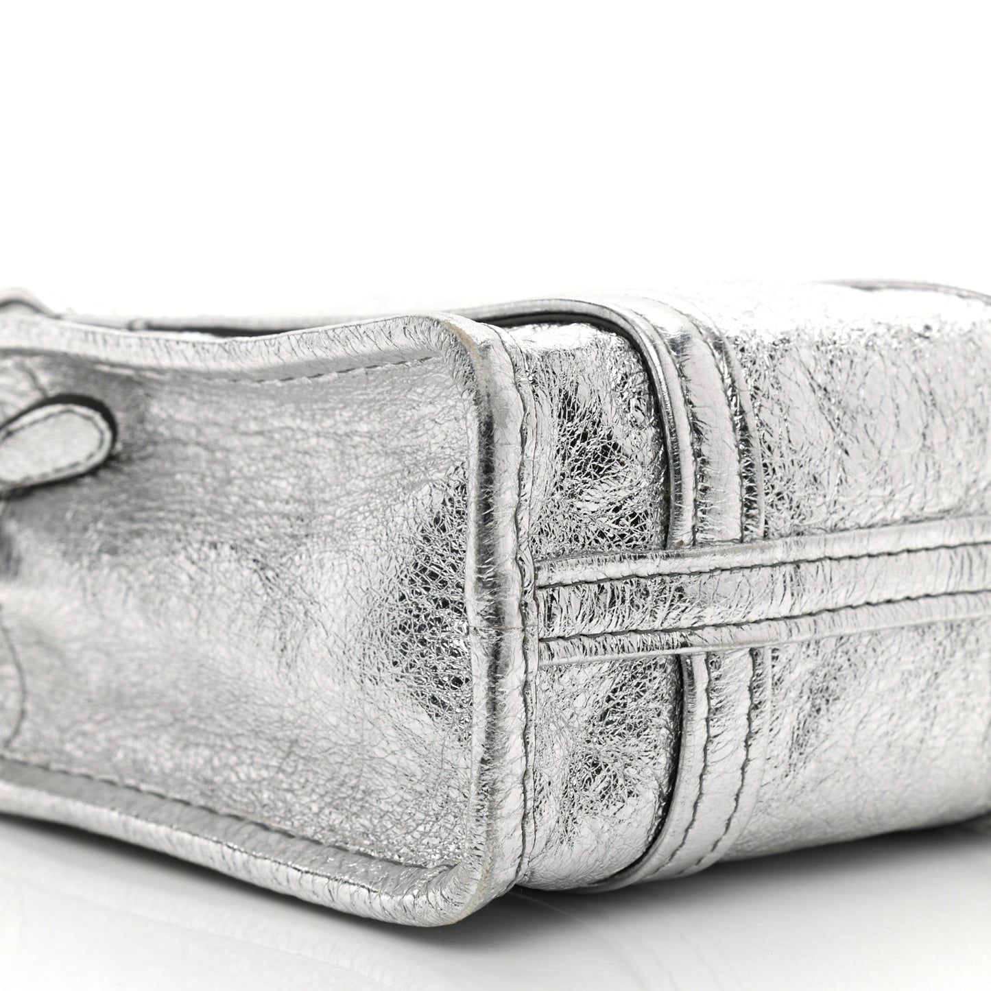 Metallic Calfskin XXS Bazar Shopper Tote Silver Hardware
