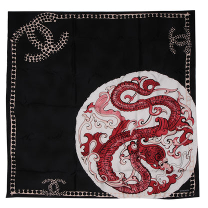 Chanel Silk Dragon CC Scarf Black 2 of 5