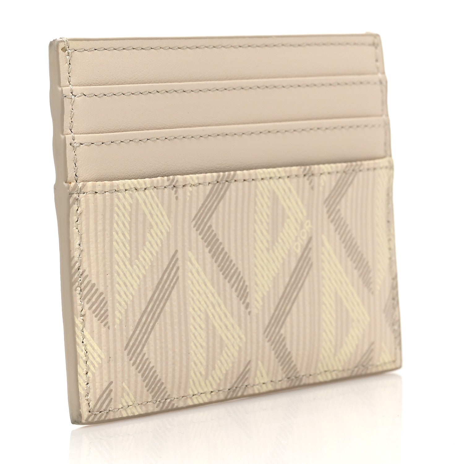 Christian Dior Calfskin CD Diamond Canvas Card Holder Natural 3 of 7