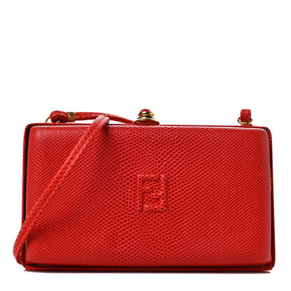Fendi Lizard Embossed FF Crossbody Bag Red 1 of 6