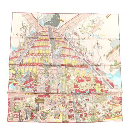 Hermes Silk La Legende Du Cheval A Plumes Scarf 90 Rose Pale Jaune Vif Turquoise 1 of 5