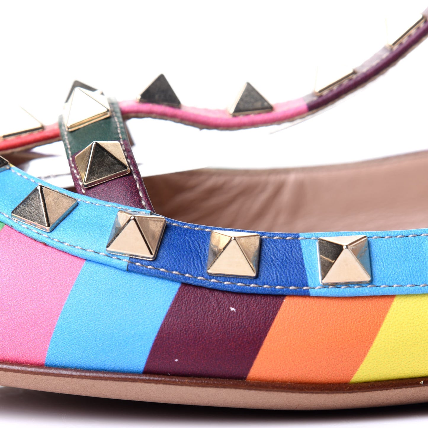 Calfskin 1973 Rockstud Cage Ballerina Flats 38.5 Multicolor