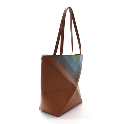 Loewe x Albers Calfskin Medium Puzzle Fold Tote Caramel Bright Green 3 of 10