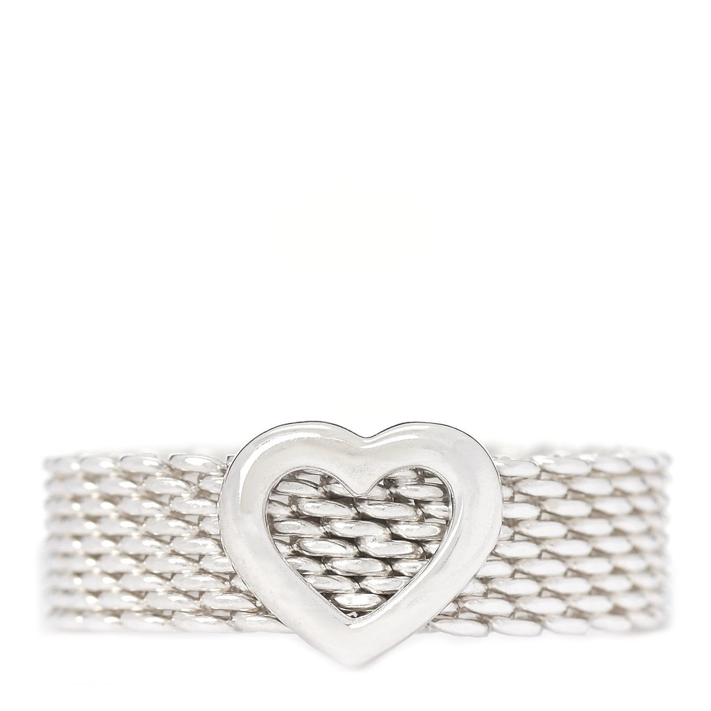 Sterling Silver Somerset Mesh Heart Ring 54 6.75