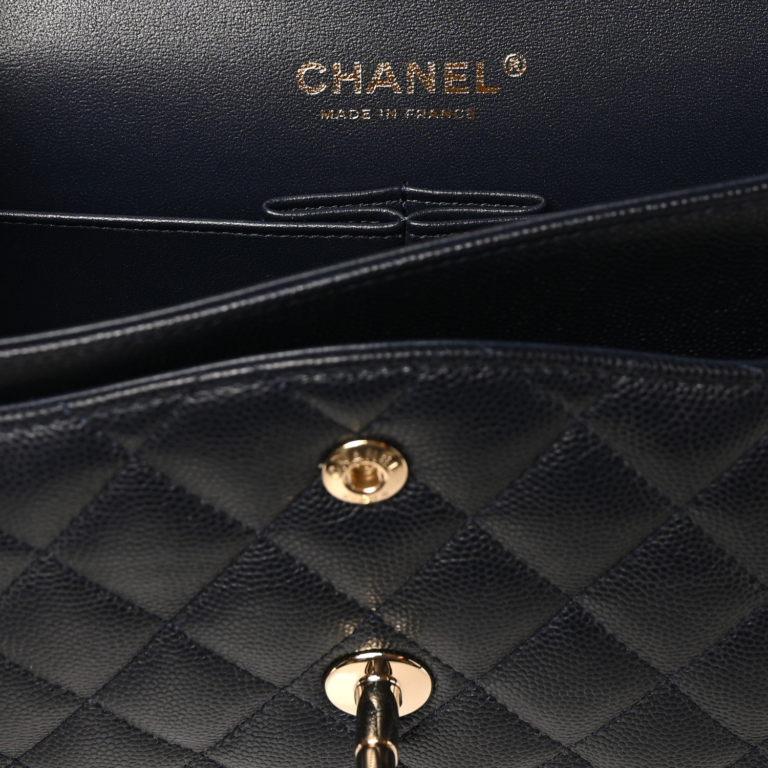 Chanel Caviar Quilted Medium Double Flap Navy 6 of 11
