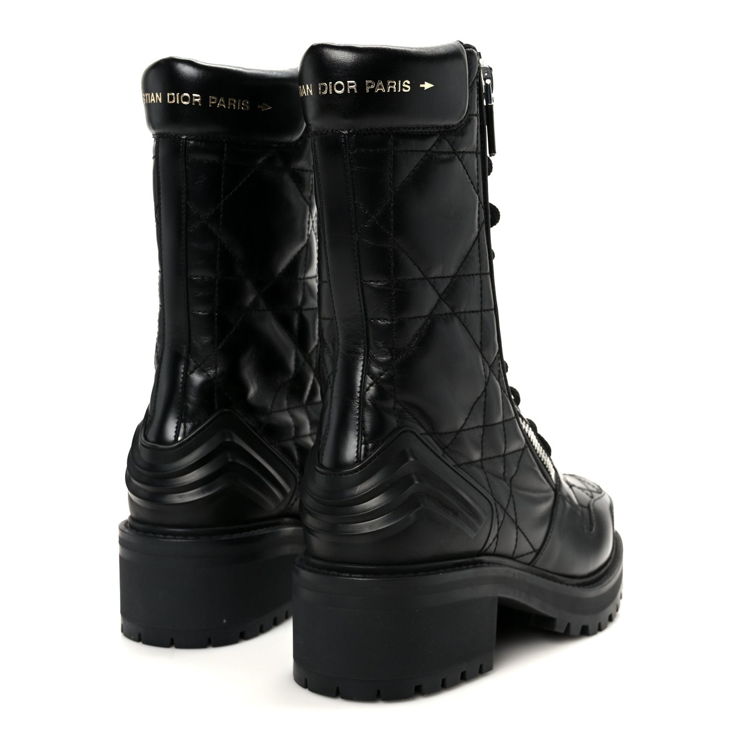 Calfskin Cannage D-Leader Ankle Boots 37.5 Black