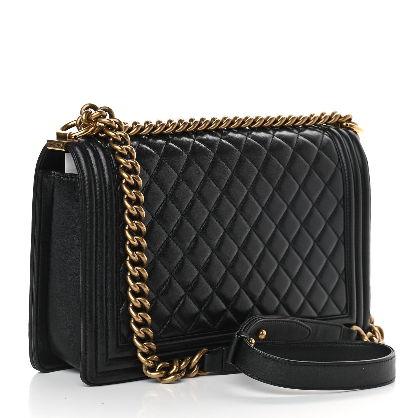 Lambskin Quilted New Medium Boy Flap Black