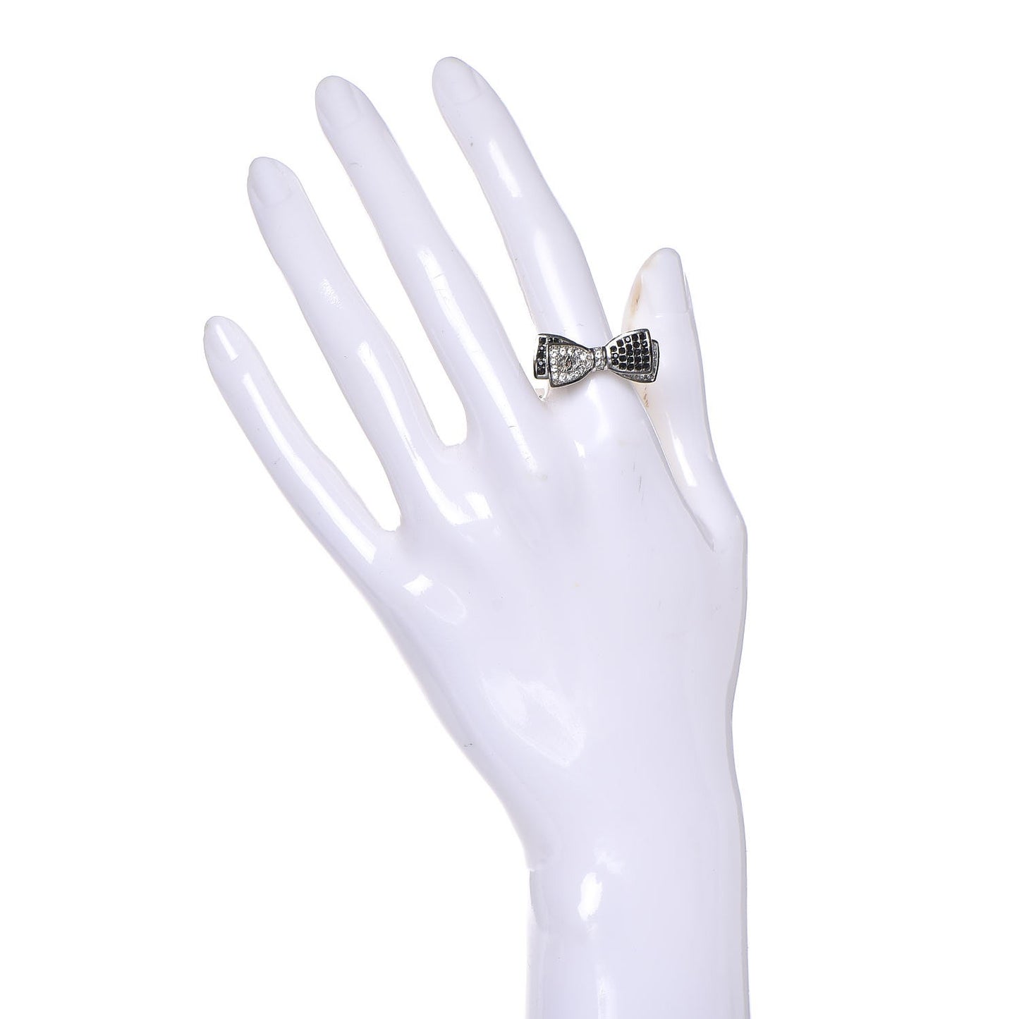 Crystal Bow Ring 6 Black Silver