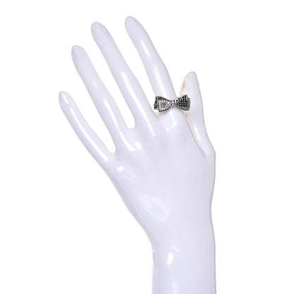 Chanel Crystal Bow Ring 6 Black Silver 2 of 4