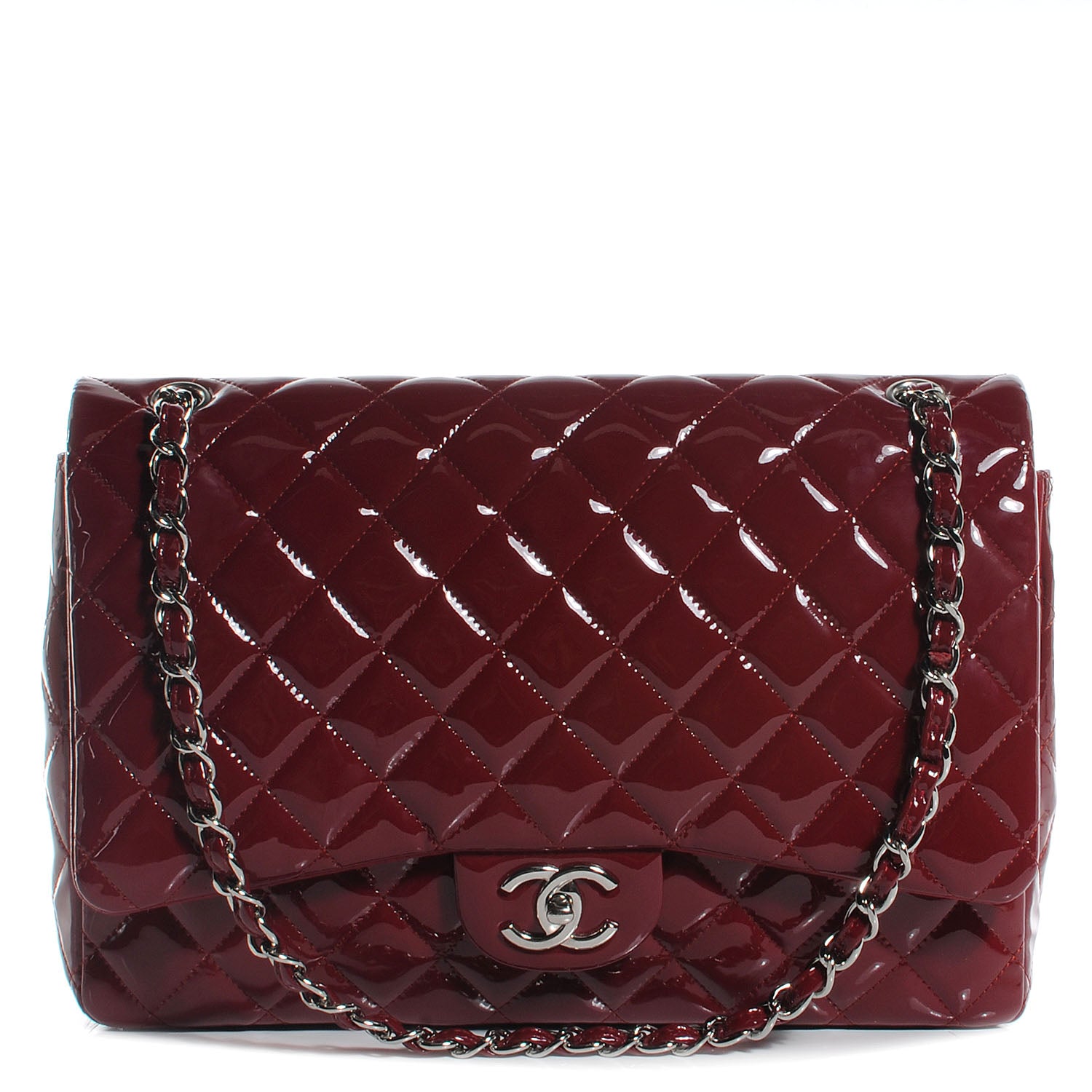 Chanel Patent Maxi Double Flap Dark Red 1 of 7