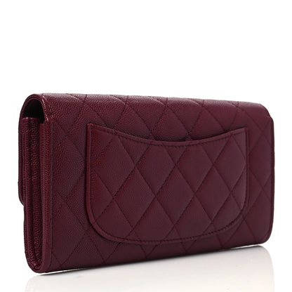 Chanel Caviar Quilted Large Gusset Flap Wallet Burgundy 3 of 8
