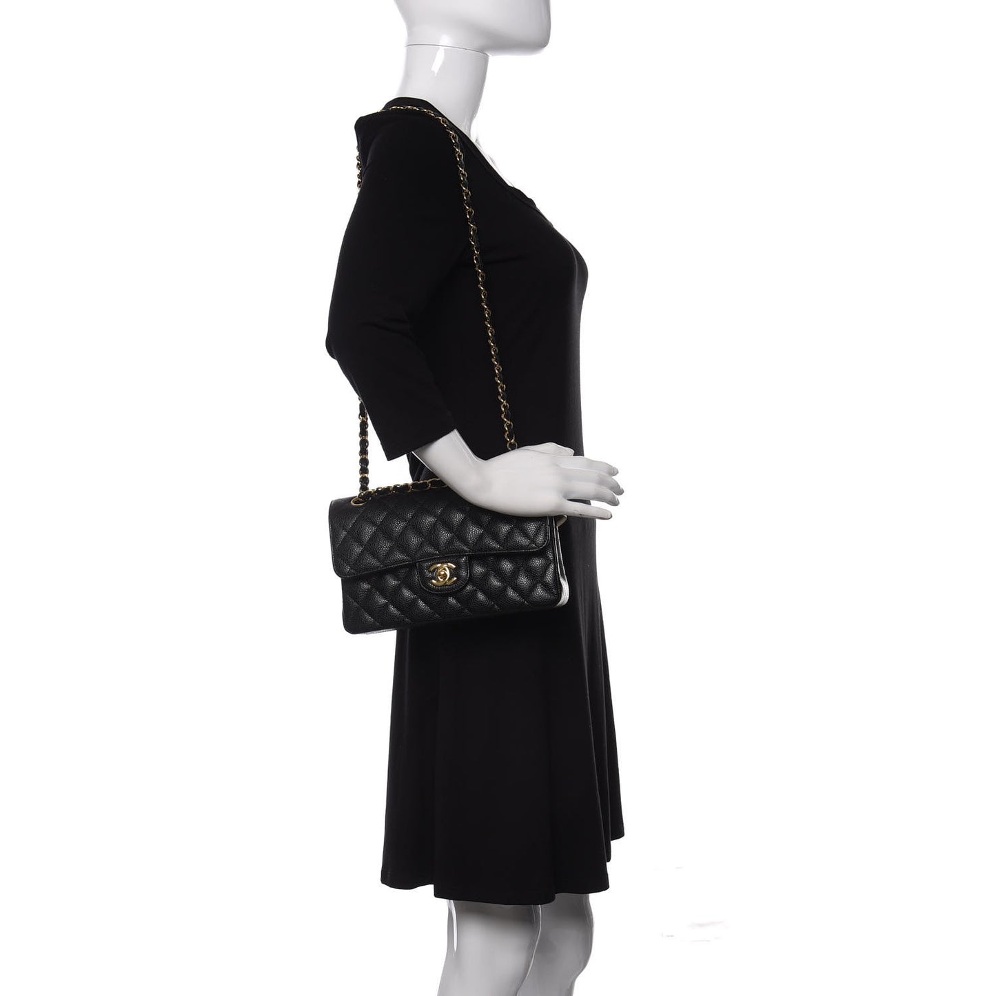 Caviar Quilted Small Double Flap Black